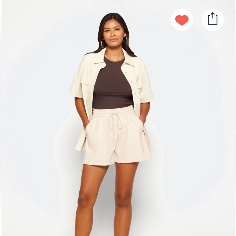 Good American better than leather High waisted shorts.